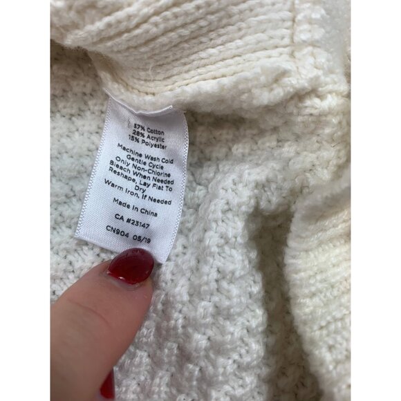 Talbots Sweater Women Medium White Knit Turtleneck Button Side Long Sleeve CN904 - Picture 5 of 11